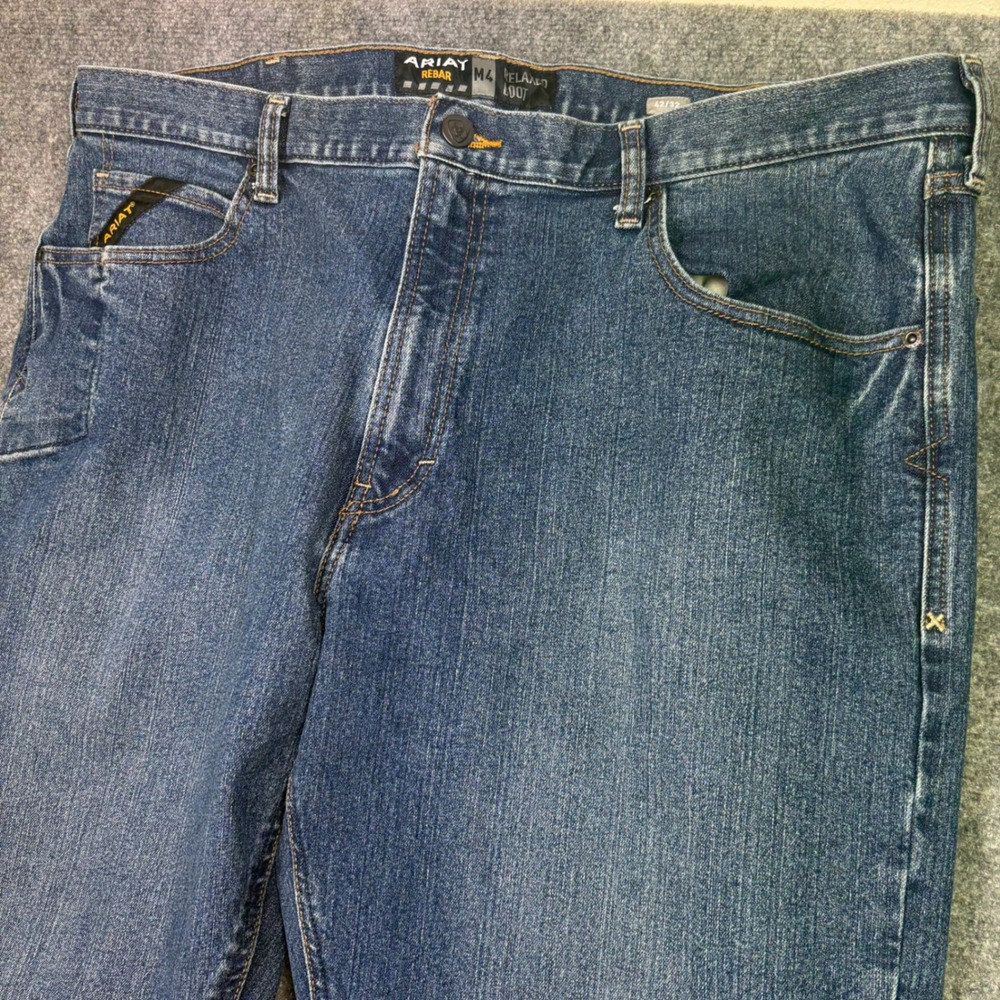 Ariat Rebar M4 Jeans Mens 42x32 Blue Relaxed Bootcut Work Denim 0455